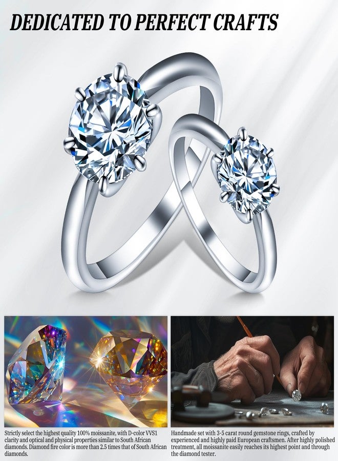 Jaxmoon Moissanite Rings for Women, Promise Ring 3-5 CT, 925 Sterling Silver with 18K Gold Plated Round 6-claw Moissanite Rings for Women Gift, 5CT,9 - Image 3